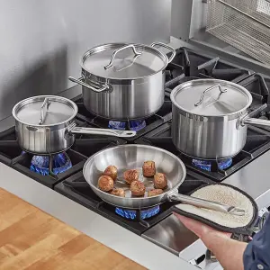 Vigor SS1 Series 7-Piece Induction Ready Stainless Steel Cookware Set with 2 Qt., 4.5 Qt., and 6.75 Qt. Sauce Pans and Covers with 9.5" Frying pan