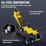 VEVOR 2.5 Ton Low Profile, Heavy-Duty Steel Racing Floor Jack with Single Piston Lift Pump, Lifting Range 3.35"-14.96"