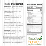 Ready Harvest Freeze-Dried Spinach 7 oz