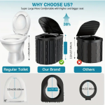 450lbs Capacity Portable Camping Toilet - 12" Seat