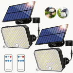 2 Pack Outdoor Flood Light, Solar, 4000 Lumens