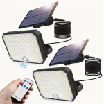 2 Pack Outdoor Flood Light, Solar, 4000 Lumens