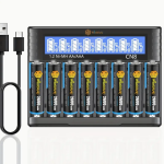 8 Rechargeable Batteries With AA AAA Batteries Charger