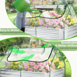 Galvanized Steel Raised Garden Bed with Cover - 6x3x3ft Mini Greenhouse