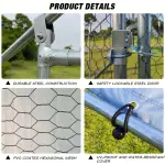 Large Metal Chicken Coop Walk-in Poultry Cage Chicken Run Pen Dog Kennel with Waterproof and Anti-Ultraviolet Cover for Outdoor Farm Use (9.8' L x 19.7' W x 6.4' H)