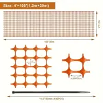 Plastic Mesh Fence, Construction Barrier Netting, Safety Fence, 4'x100' Feet 1 Roll With 100 Zip Ties, Orange