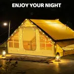 ABORON Inflatable Glamping Tent with Pump, 4-6 Person Extra Large Inflatable House Tents, Glamping Tents Sun Shelter with Mesh & Chimney Window, Beige