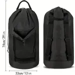 Waterproof Multipurpose 600D Oxford Fabric Laundry Bag with Drawstring Closure, Rectangular Woven Backpack Style Dirty Clothes Storage Bag, Lightweight Travel Laundry Sack