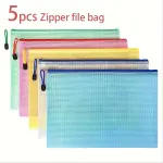 5pcs Waterproof Zipper Mesh Bags in Versatile Organizing Solution for Travel, Documents & More