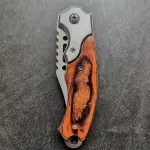 Everyday Carry Folding Knife Stainless Steel Blade Wooden Handle Outdoor Survival Knife