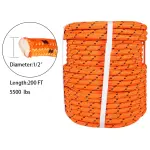 12IN x 200FT 6180Lbs Orange Black Double Braided Polyester Rope Tensile Strength Pulling Rope for Swing Tree Work