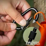 6 Pack Black Aluminum Alloy D-Ring Carabiners with Screw Gate