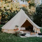 4m Cotton Bell Tent Big Capacity PU5000+ Luxury Outdoor Camping And Glamping Yurt Tent For 4 Season