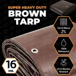 Heavy Duty Waterproof Tarp Poly Canopy Tent Shelter Cover 16 Mil Tarpaulin Shade with Grommets and Reinforced Edge