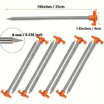 10pcs Premium Stainless Steel Heavy-Duty Tent Stakes - Metal Ground Pegs for Secure Outdoor Camping, Patio, Garden, and Canopy Setup - Rust-Resistant and Weatherproof