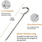 10pcs Camping Tent Stakes, 7 Inch Heavy Duty Metal Tent Peg With Hook, Garden Stakes For Camping Tent Garden Edging Tarp