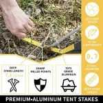 10pcs Camping Tent Stakes, 7 Inch Heavy Duty Metal Tent Peg With Hook, Garden Stakes For Camping Tent Garden Edging Tarp