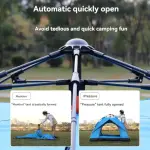 3-4 Person Camping Tent Portable Quick-Opening Tent - Automatic Self-Driving, Rainproof, Sunshine-Proof, Perfect For Fishing, Beach, Hiking, Travel, And Camping