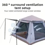 94 x 94 Inch Oversized Tent, Quick Opening Family Camping Tent With Sunshade, Windproof And Mosquito Proof Net, Universal Oxford Fabric For All Seasons, Easy To Set Up
