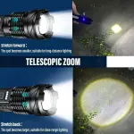 1pc Powerful Flashlight, Outdoor Camping Tactical Light, USB Rechargeable