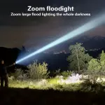 1pc Powerful Flashlight, Outdoor Camping Tactical Light, USB Rechargeable