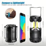 2pcs Super Bright LED Camping Lantern - Portable and Collapsible Emergency Flashlight with Battery Power