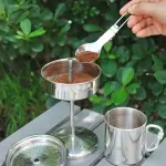 1pc Premium Stainless Steel Metal Coffee Pot with Built-in Filter