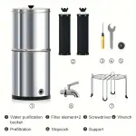 2-in-1 Stainless Steel Water Purifier 9.5 x 22 inches  Gravity-Fed Filtration System