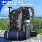 50L NUBILY Waterproof Hiking Backpack - Lightweight Camping Daypack for Men and Women - Outdoor Travel Daypack with Multiple Compartments and Pockets - Black