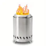 1pc Compact Smokeless Tabletop Fire Pit with Stand - Portable, Stainless Steel, Fueled by Wood or Pellets