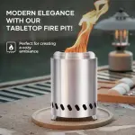 1pc Compact Smokeless Tabletop Fire Pit with Stand - Portable, Stainless Steel, Fueled by Wood or Pellets