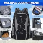 50L NUBILY Waterproof Hiking Backpack - Lightweight Camping Daypack for Men and Women - Outdoor Travel Daypack with Multiple Compartments and Pockets - Black