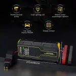 VoltSurge 4000A Portable Car Jump Starter - Powerful 150 PSI Air Compressor, 10L Gasoline or 8L Diesel Vehicle Compatible, Fast Inflation, LED Flashlight