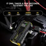 VoltSurge 4000A Portable Car Jump Starter - Powerful 150 PSI Air Compressor, 10L Gasoline or 8L Diesel Vehicle Compatible, Fast Inflation, LED Flashlight