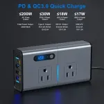 200W Car Power Inverter DC 12V to 110V AC Car Inverter 4 USB Ports Charger Adapter Car Plug Converter with Switch and Current LCD Screen