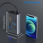 200W Car Power Inverter DC 12V to 110V AC Car Inverter 4 USB Ports Charger Adapter Car Plug Converter with Switch and Current LCD Screen