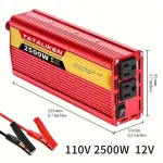 Car Power Inverter Charger Converter 2500W/1000W Vehicle Power Inverter 12V To 110V