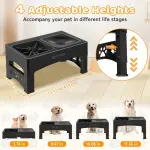 4-Height Adjustable Elevated Slow Feeder Bowls